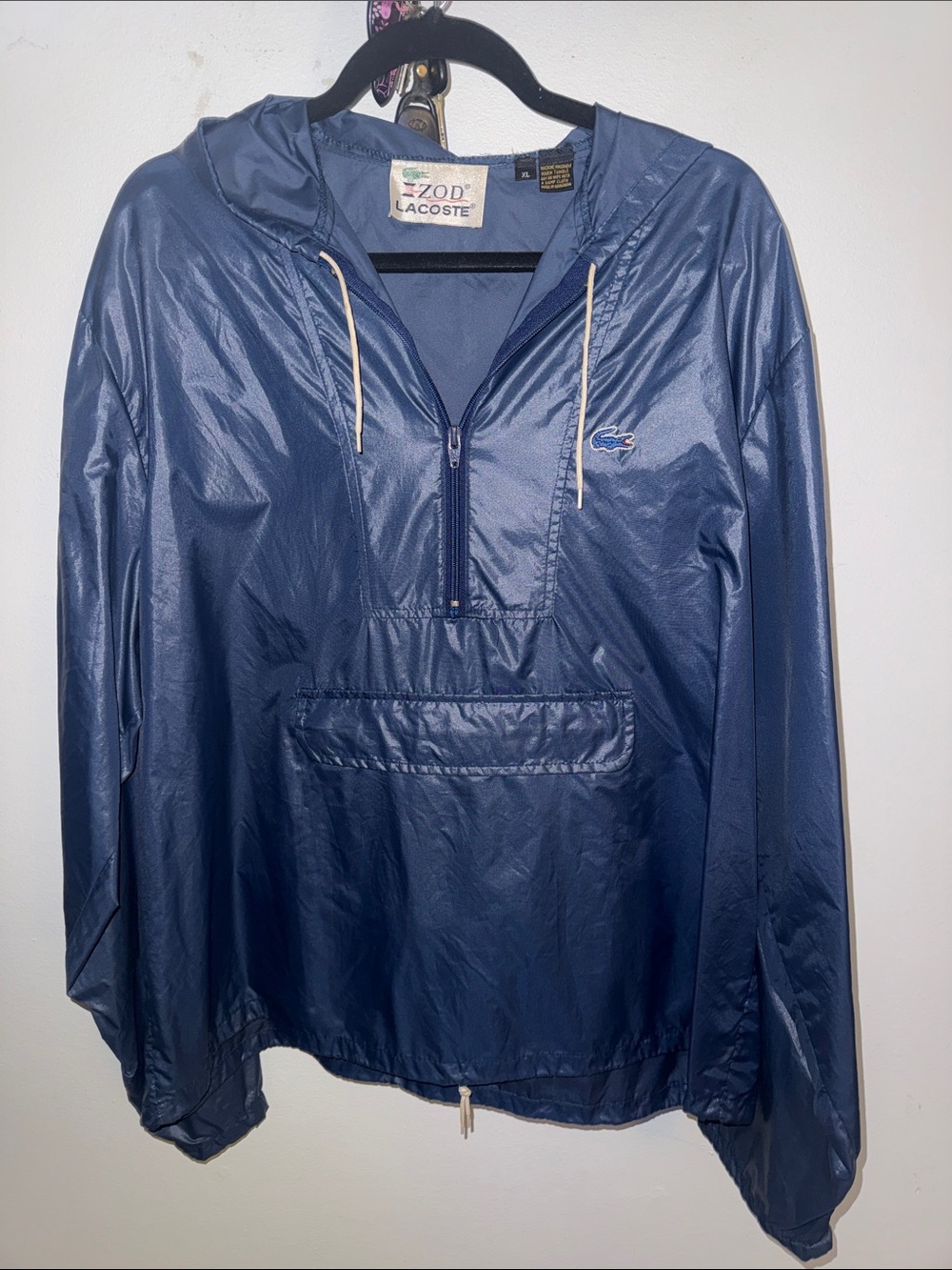 Vintage Lacoste Navy Hooded Windbreaker Pullover